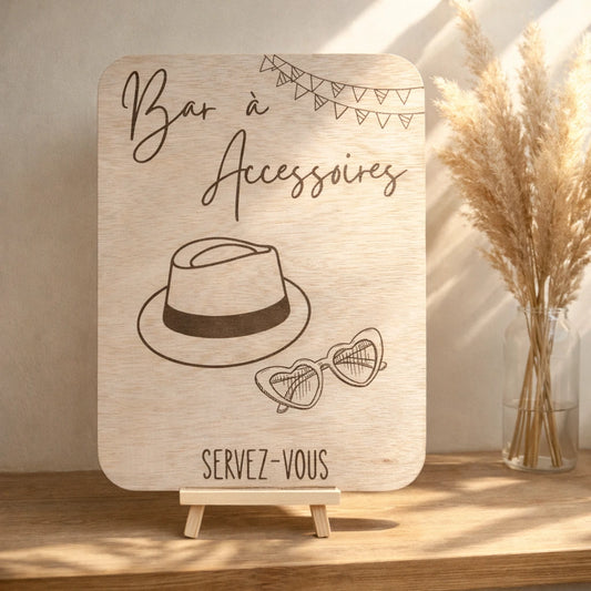 Pancarte en bois bar à accessoires pour mariage, décoration festive pour coin photobooth et animations