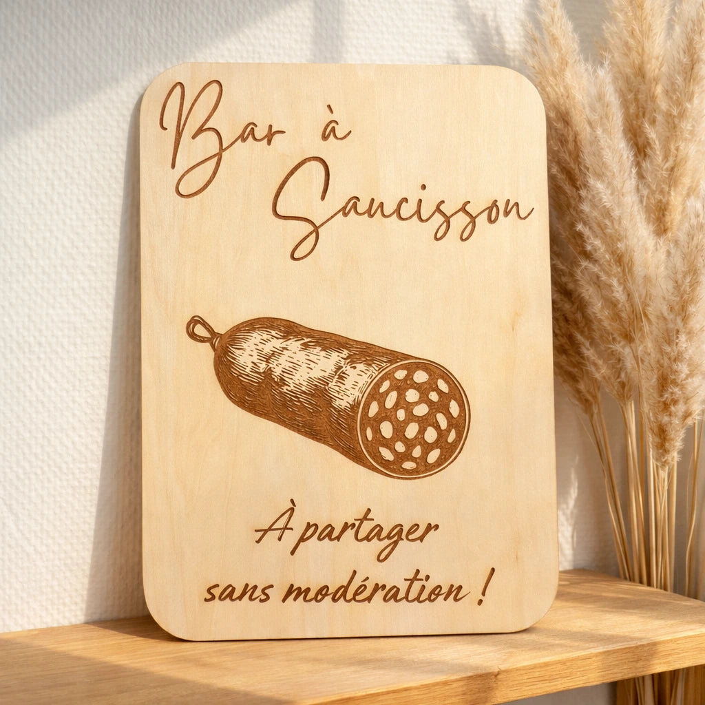 Pancarte en bois Bar à saucisson pour événement, idéale pour mariage, anniversaire ou réception, décoration de buffet conviviale et gourmande